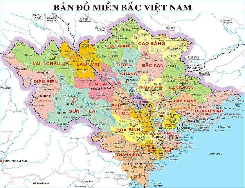 Bản đồ miền Bắc Việt Nam khổ lớn