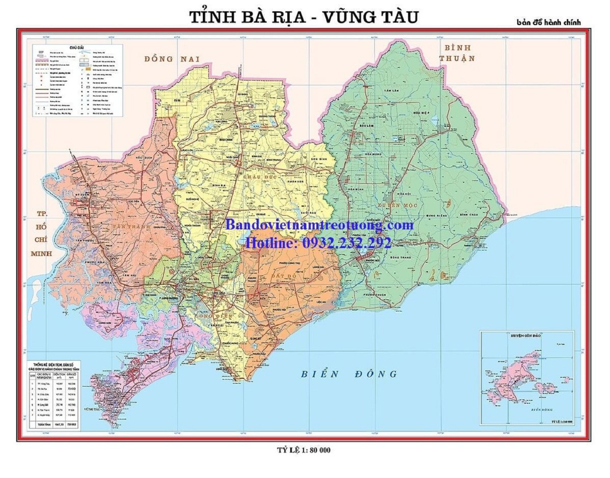 Bản Đồ Tỉnh Bà Rịa – Vũng Tàu Khổ Lớn