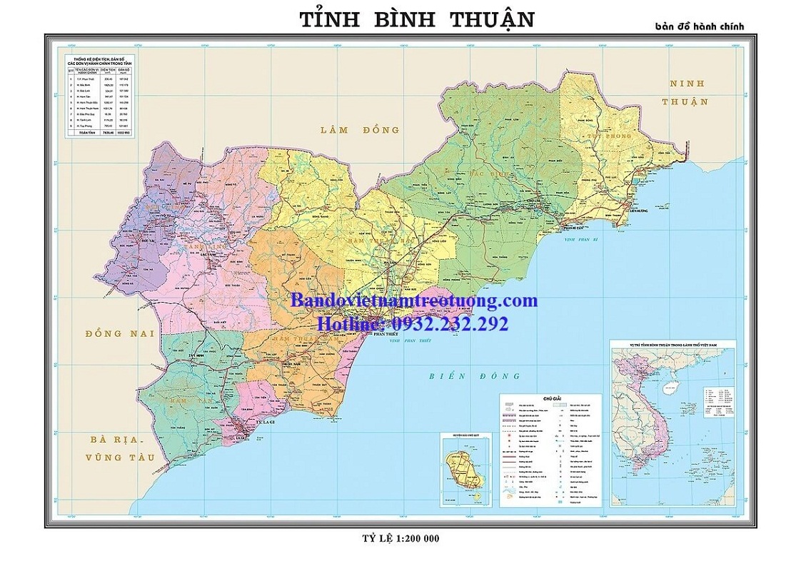 Bản Đồ Tỉnh Bình Thuận Khổ Lớn