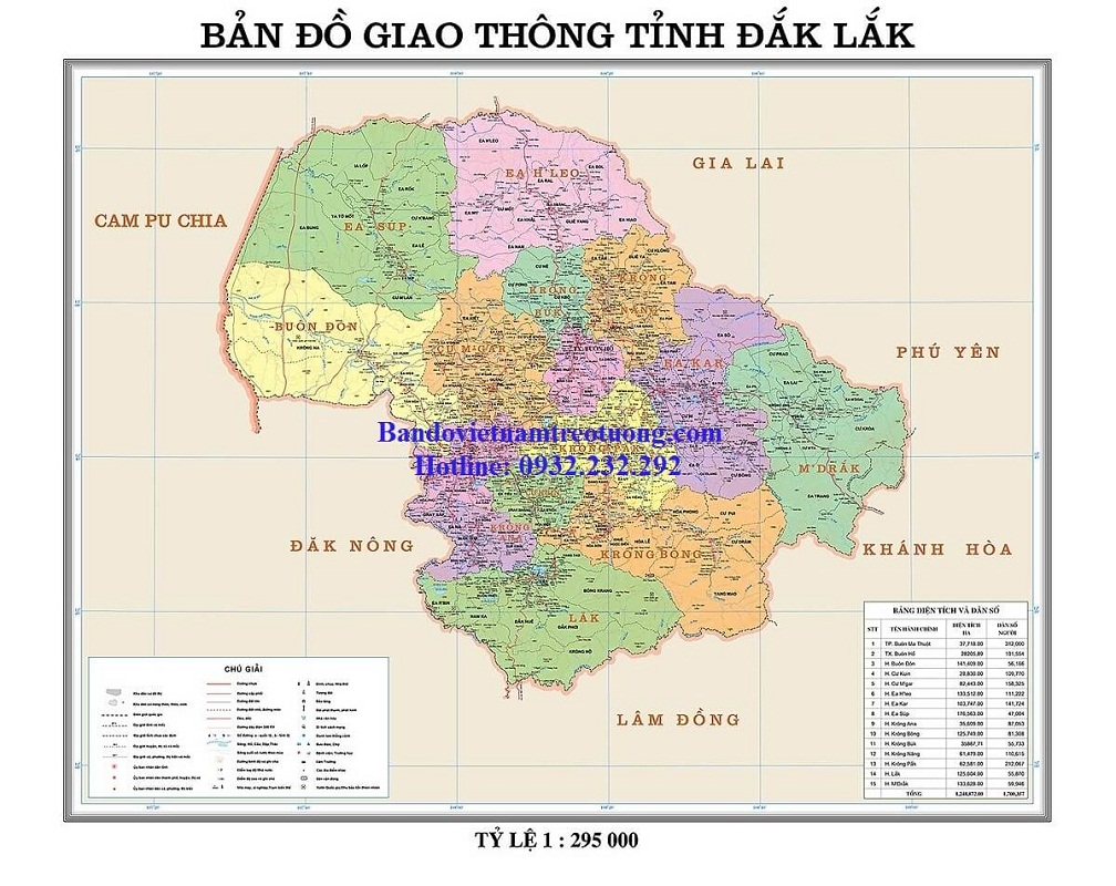 Bản Đồ Tỉnh Đắk Lắk Khổ Lớn