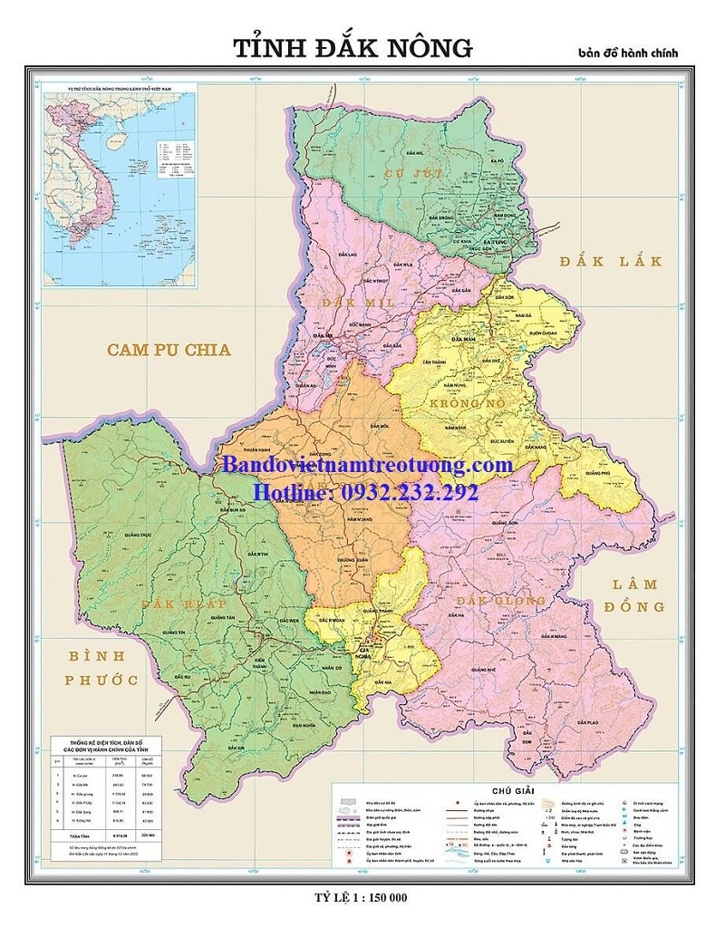 Bản Đồ Tỉnh Đắk Nông Khổ Lớn