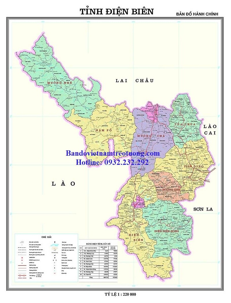 Bản Đồ Tỉnh Điện Biên Khổ Lớn
