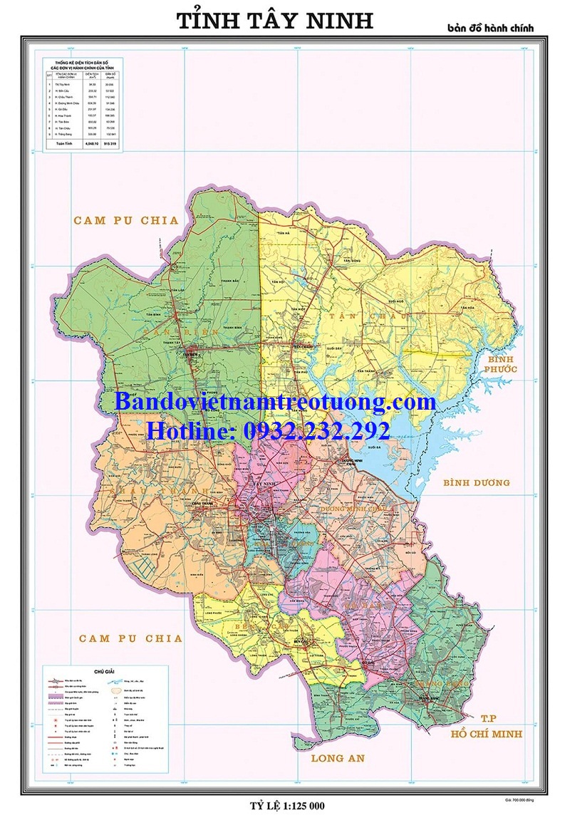 Bản Đồ Hành Chính Tỉnh Tây Ninh