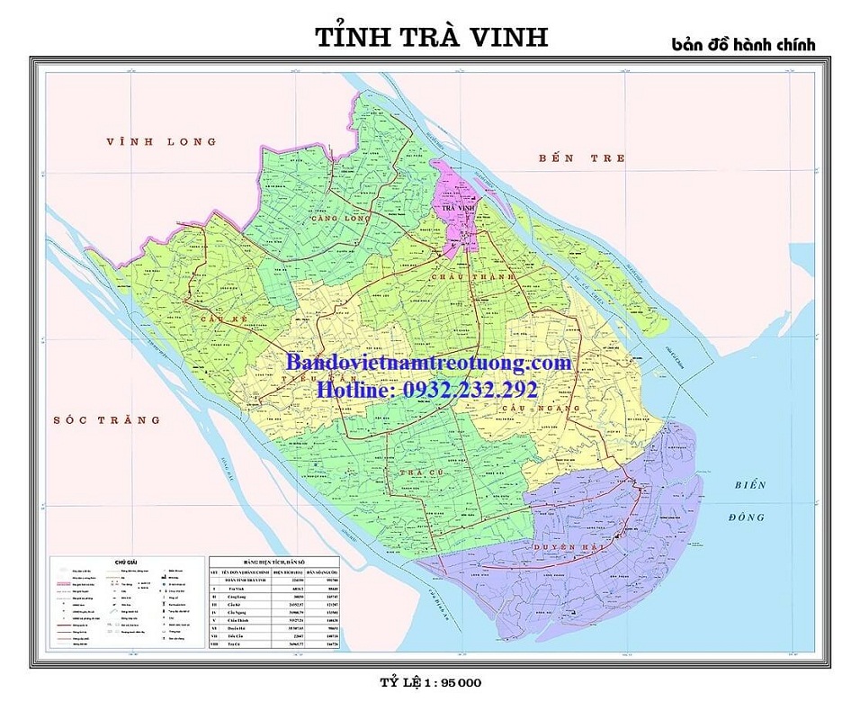 Bản Đồ Tỉnh Trà Vinh Khổ Lớn