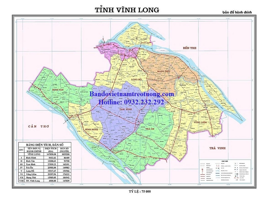 Bản Đồ Tỉnh Vĩnh Long Khổ Lớn