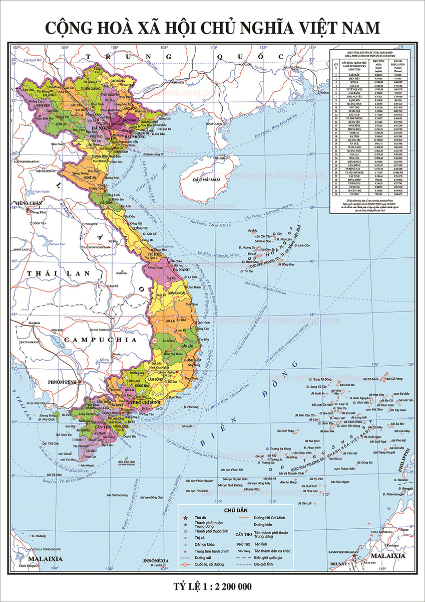 Bản Đồ Việt Nam 34 Tỉnh Thành Mẫu 3
