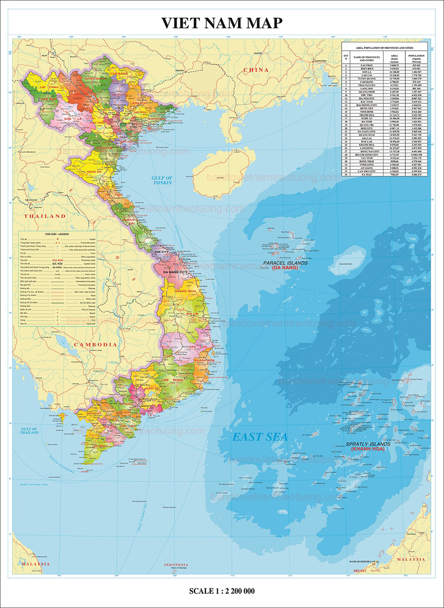 Bản Đồ Việt Nam Tiếng Anh 34 Tỉnh Thành